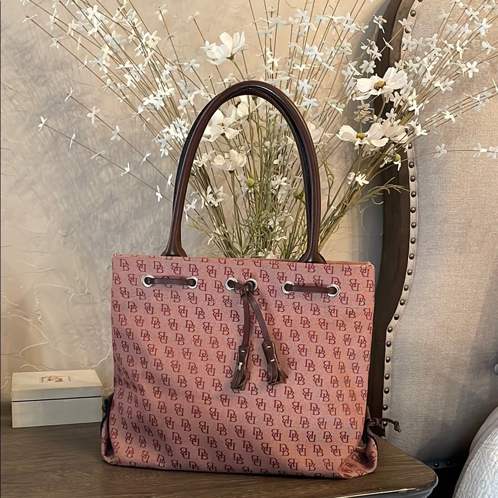 Dooney & Bourke Red and Brown Designer Tote